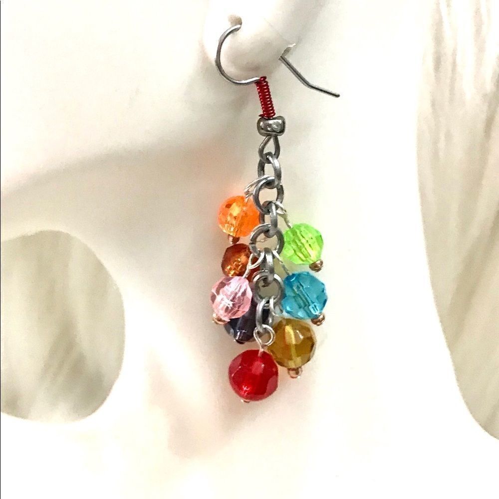 Multicolored Handmade beaded earrings - Picture 3 of 3